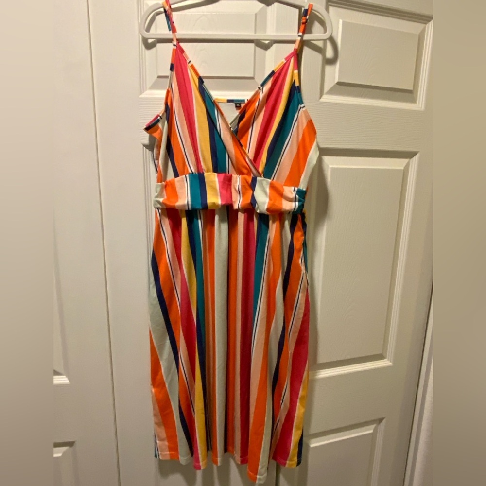 Colorful Striped Dress with Pockets